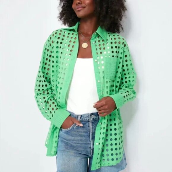NWT Solid & Striped Green Oxford Tunic SZ XS - Picture 1 of 15